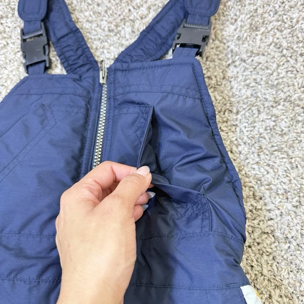 VTG Y2K OshKosh Boys Snow Bibs Size 5 Navy Ski Pants Insulated Winter Overalls